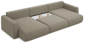 Светлокафяв разтегателен ъглов диван с място за съхранение (U форма) Kapua – Makamii