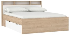 Двойно легло от дъбов декор с място за съхранение без ламелно дъно в естествен цвят 160x200 cm Ikast – Tvilum