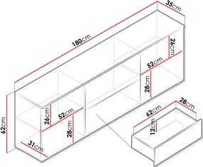 ТВ шкаф Vera 181-Бял
