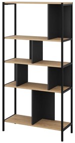 Етажерка за книги в дъбов декор в черно и натурално 88x175 cm Alabama - Marckeric