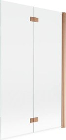 Mexen Mist параван за вана, двукрилен, десен, 110 x 150 см, прозрачен, четкана мед - 8A9-110-002-65-00-P