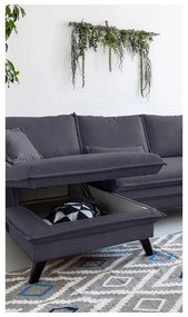 Антрацитен U-образен разтегателен диван, десен ъгъл Charming Charlie - Miuform