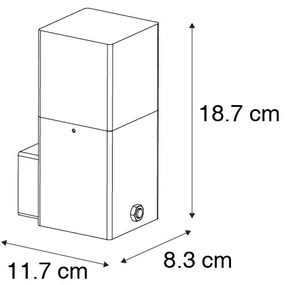 Външна стенна лампа черна IP44 с датчик за здрач-зоря - Denmark