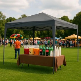 Градински павилион 3х3 м с автоматично разгъващ се покрив Бял