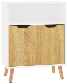 326827 vidaXL Сайдборд, бяло и сонома дъб, 60x30x72 см, инженерно дърво