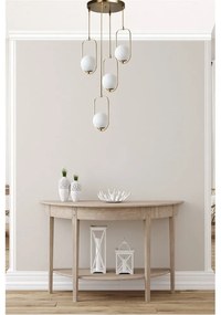 Бяло и златисто висящо осветително тяло със стъклен абажур ø 30 cm Ahu – Opviq lights