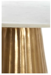 Кръгла маса за хранене в бяло и бронз с мраморен плот ø 100 cm Leyda - Light &amp; Living