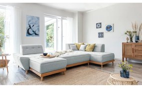 Светлосив U-образен разтегателен диван, десен ъгъл Dazzling Daisy - Miuform