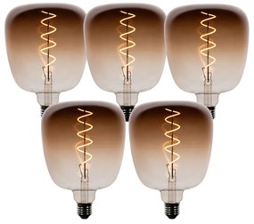 Комплект от 5 димируеми LED крушки E27 G140 кафяви 4.9W 110 lm 1800K