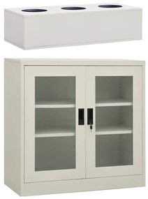 3095260 vidaXL Офис шкаф с плантер, светлосив, 90x40x113 см, стомана