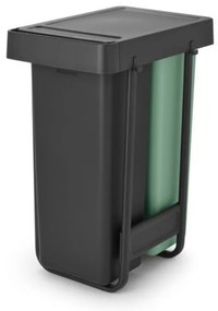Кош за разделно събиране на боклук Brabantia Sort&Go 1008863, 2x30 л, Вътрешен монтаж с телескопична рамка, Сив/зелен