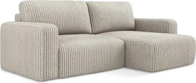 Бежов сгъваем/с място за съхранение ъглов диван от рипсено кадифе (десен ъгъл) Kona – Makamii