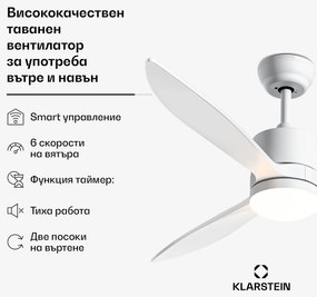 Klarstein Таванен вентилатор SkyBreeze Smart, Използване на открито и закрито, Интелигентно управление, IP44, 40 dB