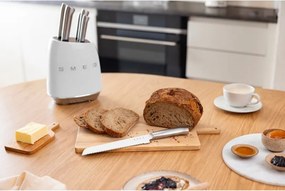 Комплект ножове със стойка SMEG KBSF02WH, 7 части, Слотове от акациево дърво, Немска неръждаема стомана, Бял