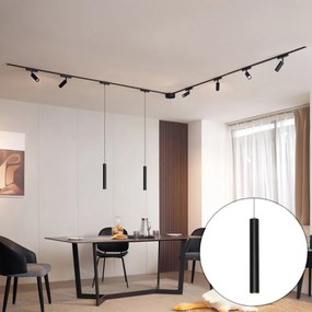 Релсова осветителна система с 6 прожектора и 2 висящи лампи черна 1-фазна - Magnetic Samson Cassie