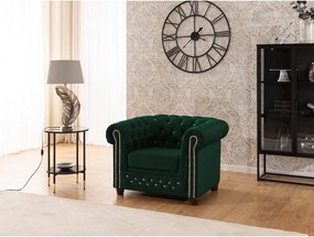 Зелено кадифено кресло честърфийлд York Blik – Ropez