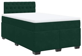 3286291 vidaXL Боксспринг легло с матрак, тъмнозелено, 120x200 см, кадифе