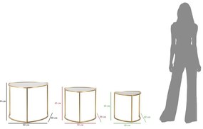 Кръгли масички за кафе със стъклен плот в златисто в комплект от 3 броя ø 60 cm Triangle – Mauro Ferretti