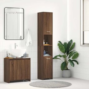 815521 vidaXL Шкаф за баня, кафяв дъб, 30x30x183,5 см, инженерно дърво