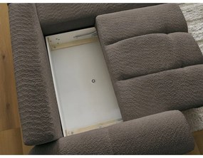 Кафяв сгъваем/с място за съхранение ъглов диван от прежда с примки от букле (десен ъгъл) Roxelane – Bobochic Paris