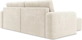 Кремав шенилов сгъваем/с място за съхранение ъглов диван (ляв ъгъл) Kona – Makamii