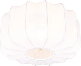 Бяло метално осветително тяло за таван с текстилен абажур ø 40 cm Madleine – Reality