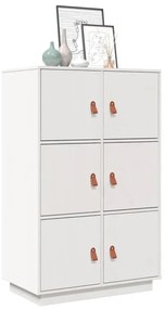 820173 vidaXL Висок шкаф, бял, 67x40x108,5 см, борово дърво масив