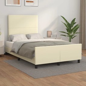 3125441 vidaXL Рамка за легло с табла, кремава, 120x200 см, изкуствена кожа