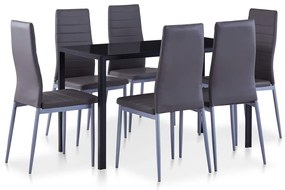 281696 vidaXL Трапезен комплект, седем части, сив