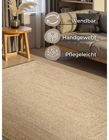 Двустранен ръчно изработен ютен килим в светло естествен цвят 160x230 cm Sharmila Natural White – Hanse Home