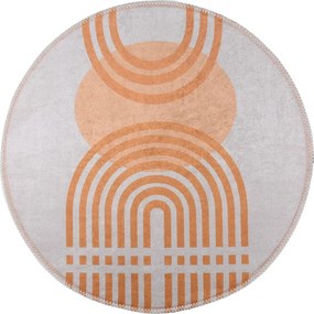Оранжев/сив кръгъл килим подходящ за пране ø 80 cm Arch – Vitaus