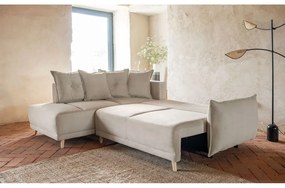 Бежов велурен разтегателен диван (ляв ъгъл) Lazy Lukka - Miuform