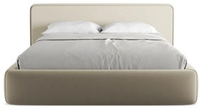 Бежово двойно тапицирано легло с място за съхранение и включена подматрачна рамка 160x200 cm Kiana – Makamii