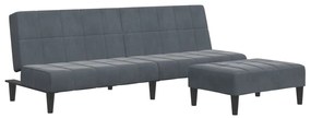 3258128 vidaXL 2-местно разтегателно канапе с табуретка, тъмносиво, кадифе