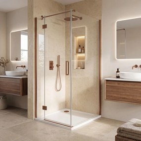 Корито за душ кабина-акрилно Rea Belmond White 90x90 Brush Copper