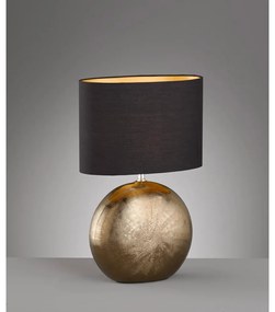 Черна и бронзова керамична настолна лампа с текстилен абажур (височина 53 cm) Foro – Fischer &amp; Honsel