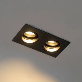 Квадратен вграден прожектор черен регулируем 2-светлина - Chuck