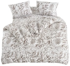 Бяло-кафяво единично удължено спално бельо с включен долен чаршаф 3 части 160x220 cm Modern – Mila Home