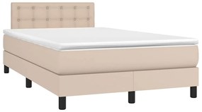 3270140 vidaXL Боксспринг легло с матрак LED капучино 120x190 см еко кожа