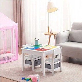 GINGER HOME К-кт дървена маса с 2 столчета двустранна WHITE/GRAY