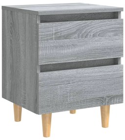 813124 vidaXL Нощно шкафче с крака от дърво масив, сив сонома, 40x35x50 см