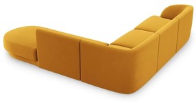 Кадифен ъглов диван (десен ъгъл) в цвят горчица Miley - Micadoni Home
