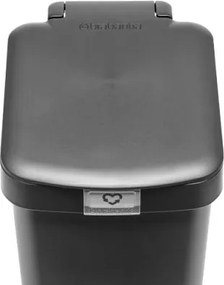 Кош за боклук с педал Brabantia StepUp 1008476, 10 л, Екологични материали, Голям отвор, Тъмносив