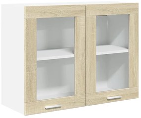 849624 vidaXL Висящ стъклен шкаф, Lyon дъб сонома 80x31x60 см инженерно дърво