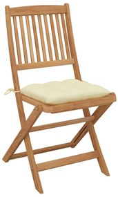 3064661 vidaXL Сгъваеми градински столове, 2 бр, с възглавници, акация масив