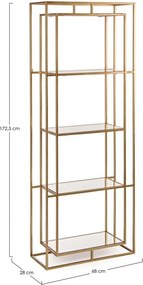 Стоманена библиотека в златист цвят 68x172,5x28 cm Elenor – Bizzotto