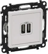 Legrand Розетка 2хUSB за зареждане тип A 2.4A 12W цвят Бял Valena Life - 753112