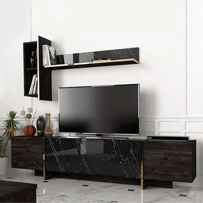 Телевизионен модул Veyron меламин в черен мраморен ефект 180x33x45см.