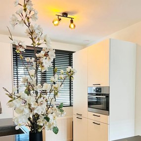 Арт Деко плафон черен с димно стъкло 2 светлини - Vidro