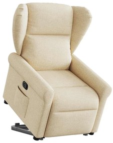 3303382 vidaXL Изправящ реклайнер стол, кремав, текстил